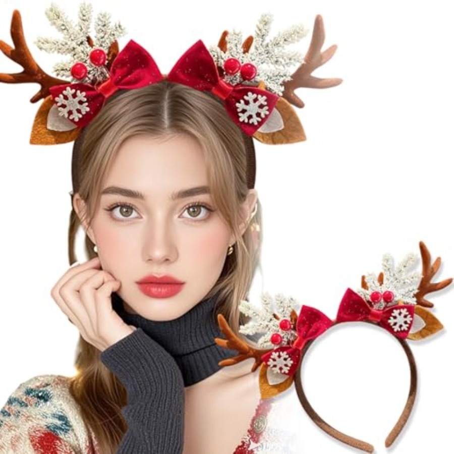 Reindeer Antlers Headband - Bando Natal Lucu untuk Wanita dengan