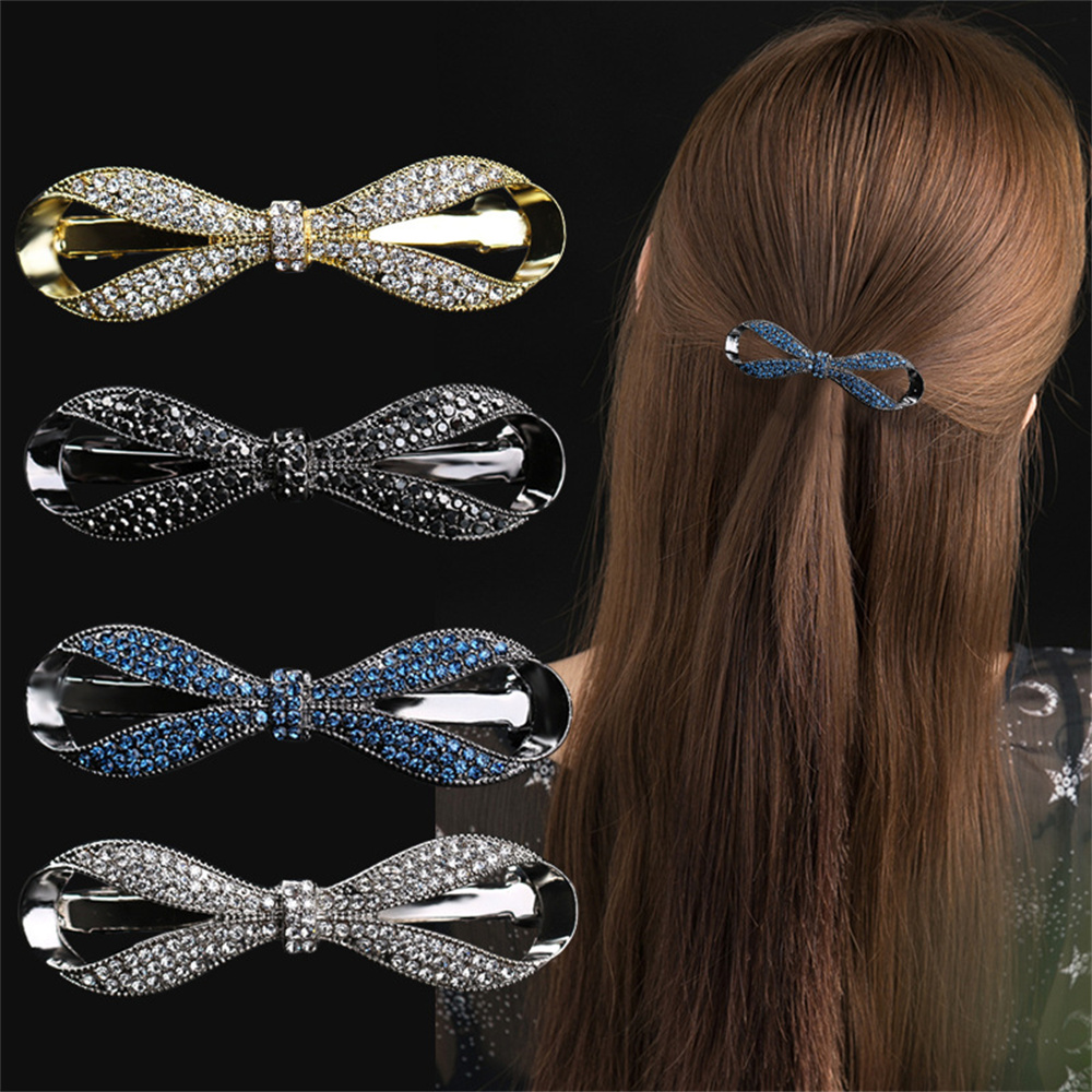 Ribbon Bow Gift - Jepit Rambut Pita Kristal Imitasi Istimewa
