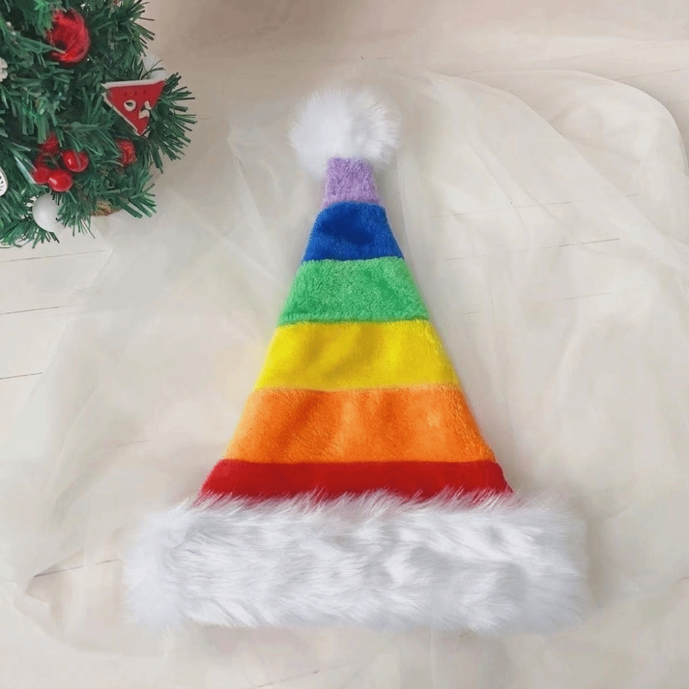 Topi Natal Bulu Halus Bergaris - Santa Hat Plush ulasan dan harga