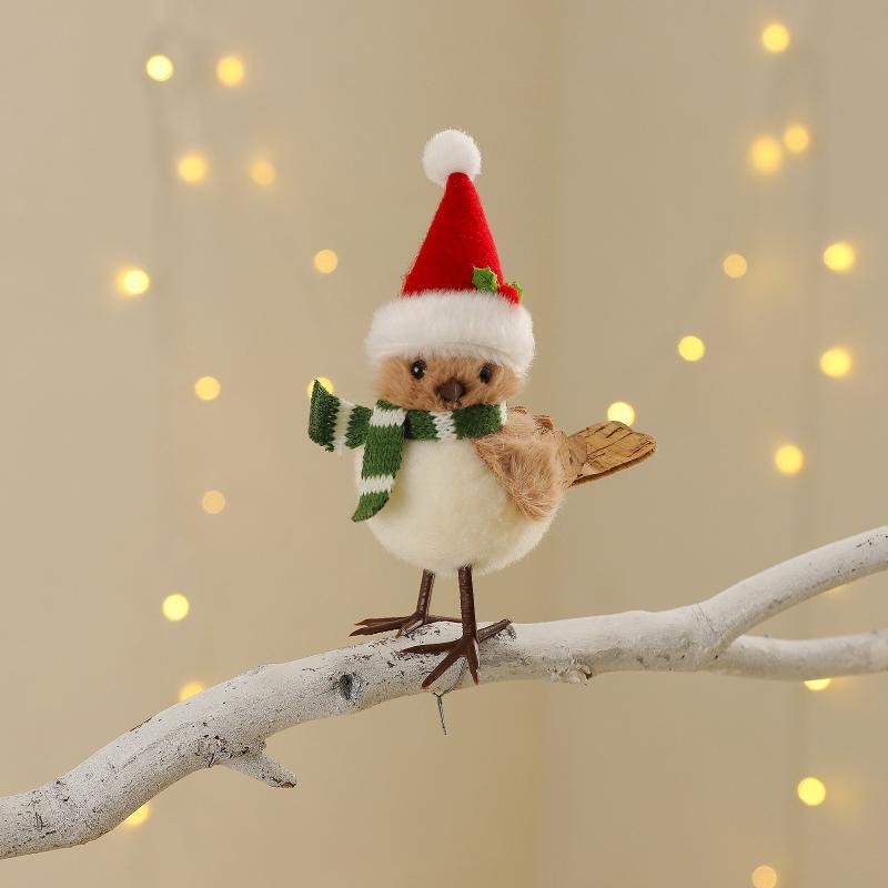 Ornamen Burung Natal Berbulu D - Santa Hat Plush ulasan dan harga